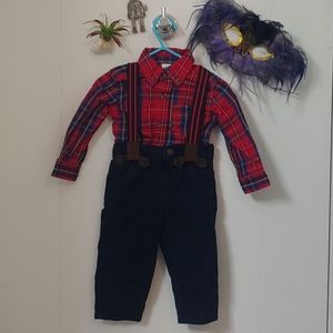 12m flannel and corduroy set with suspenders